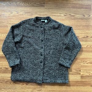 Chico's Textured Black and Cream Knit Sweater